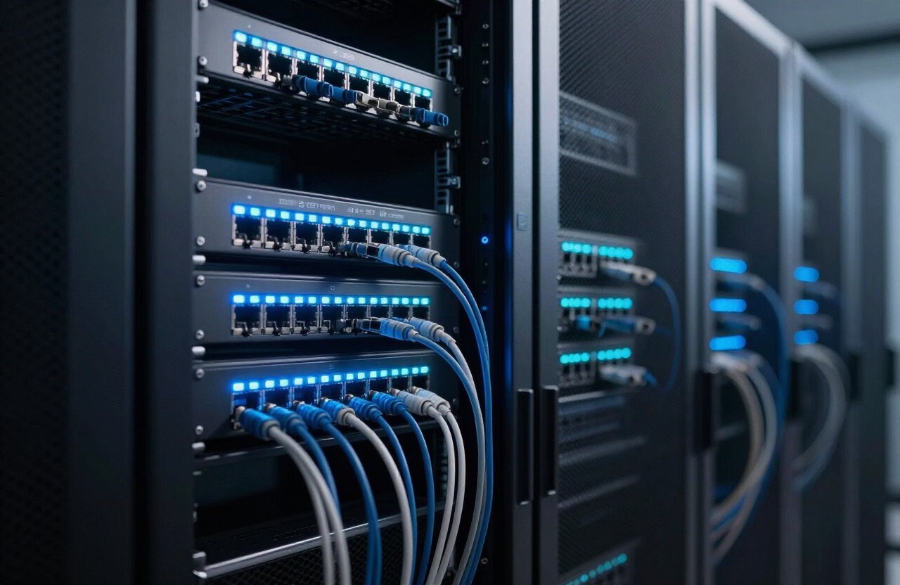 Symbolbild: Serverschrank mit Netzwerk-Switches